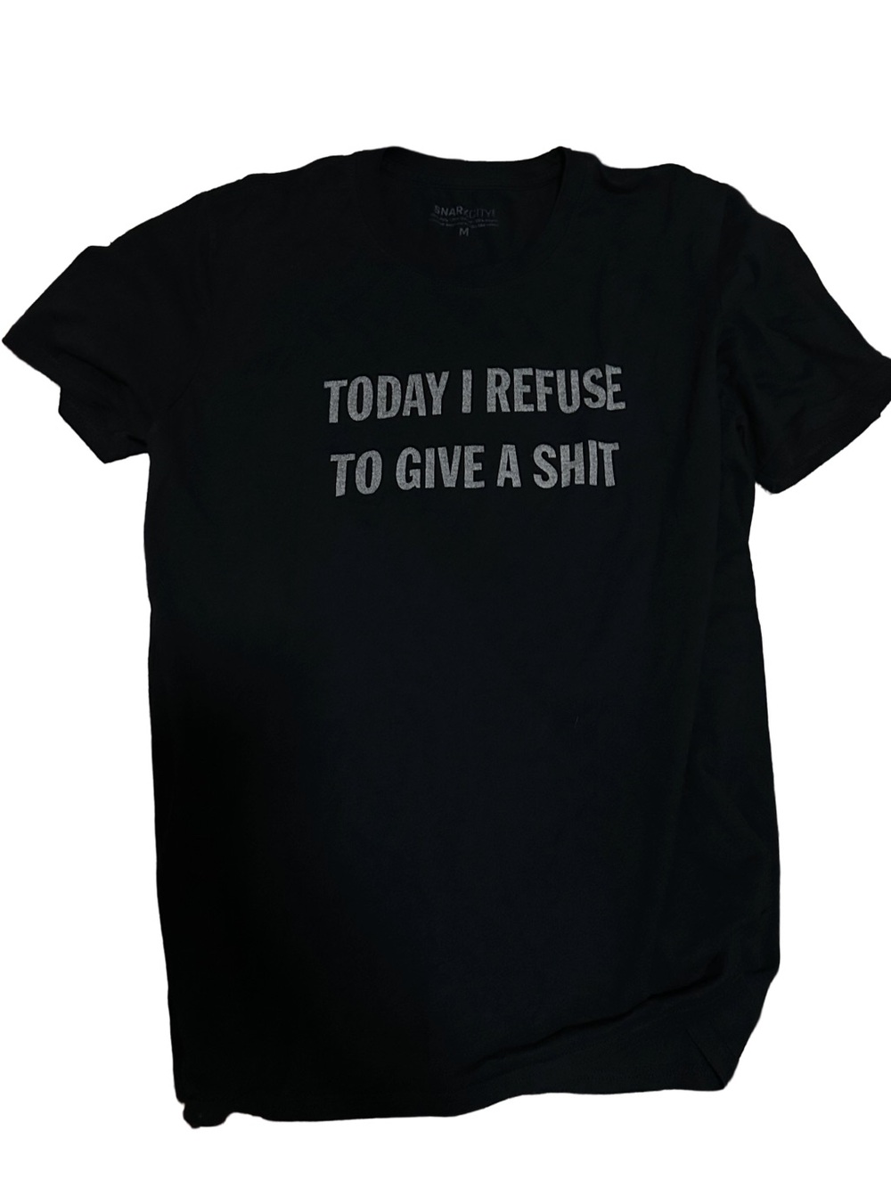 Black Graphic Crewneck Tee - 'Today I Refuse To Give A Sh*t'